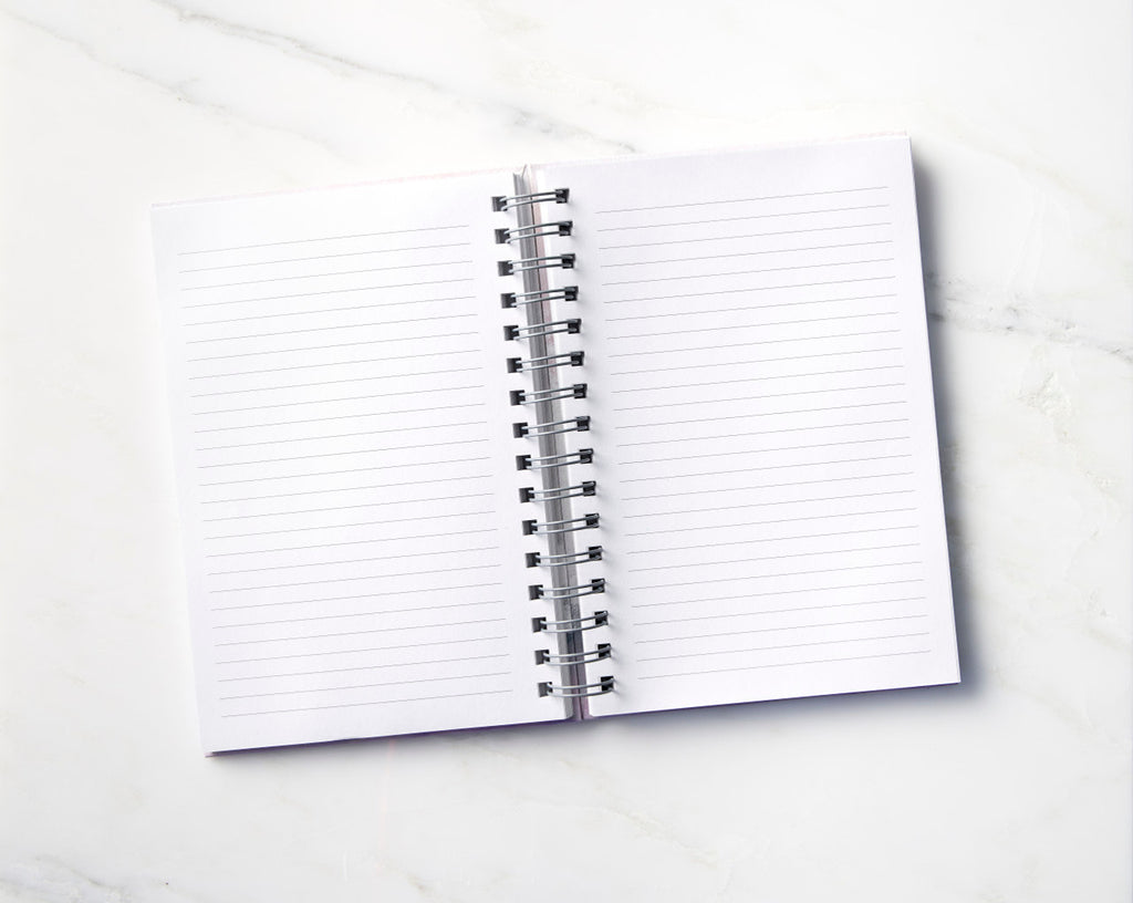 Inside view: inside spread of notebook, showing lined text-weight pages